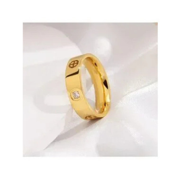 Jewelry - Gold 18k Gold Plated Titatium CZ Ring